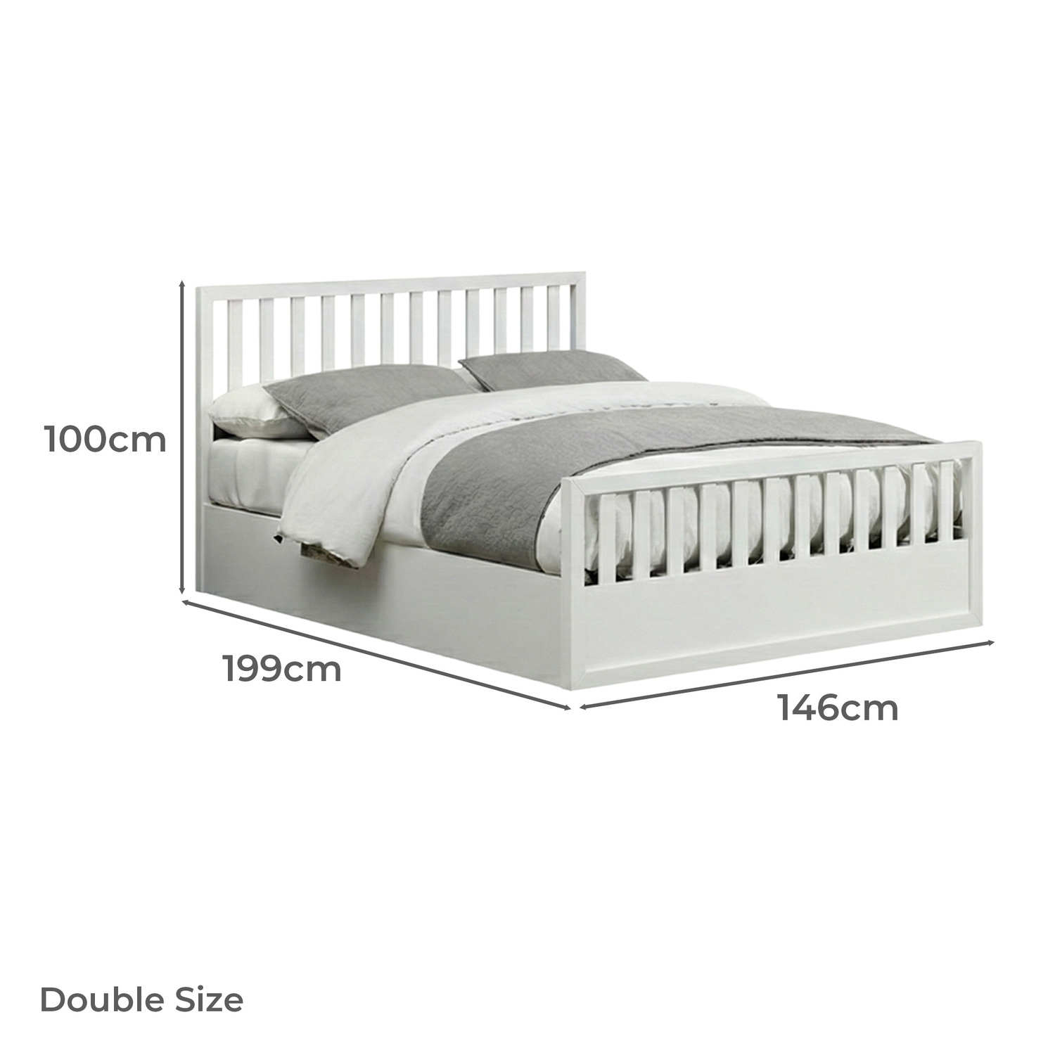 Mariadel Pine Wood Gas Lift Storage Bed Frame