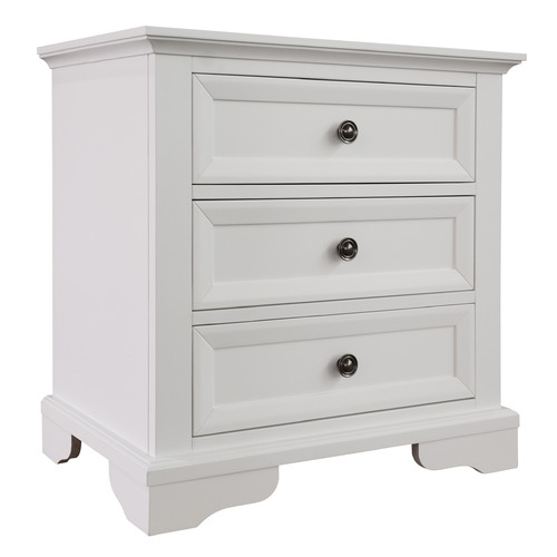 White Sala Bedside Table With 3 Drawers Temple Webster