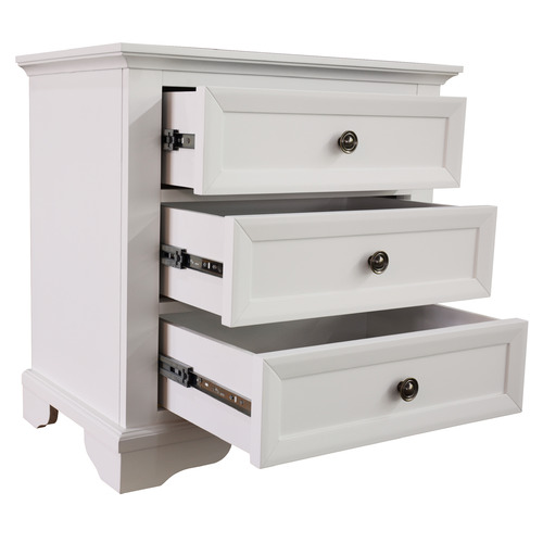 Dodicci White Sala Bedside Table with 3 Drawers & Reviews ...