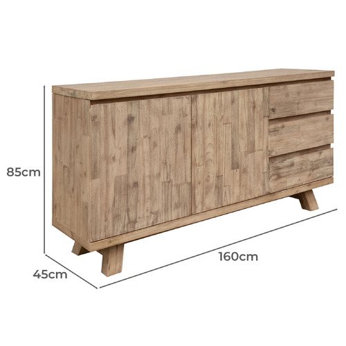 Felicity 3 Drawer Acacia Wood Buffet