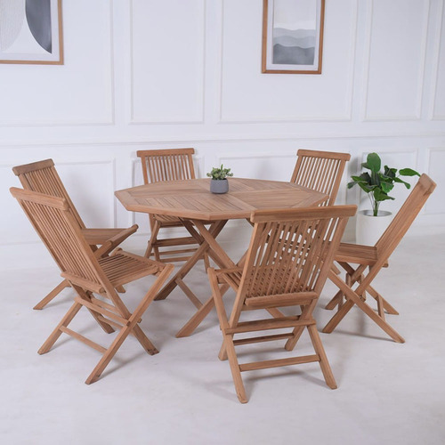6 Seater Tonette Teak Wood Outdoor Dining Set