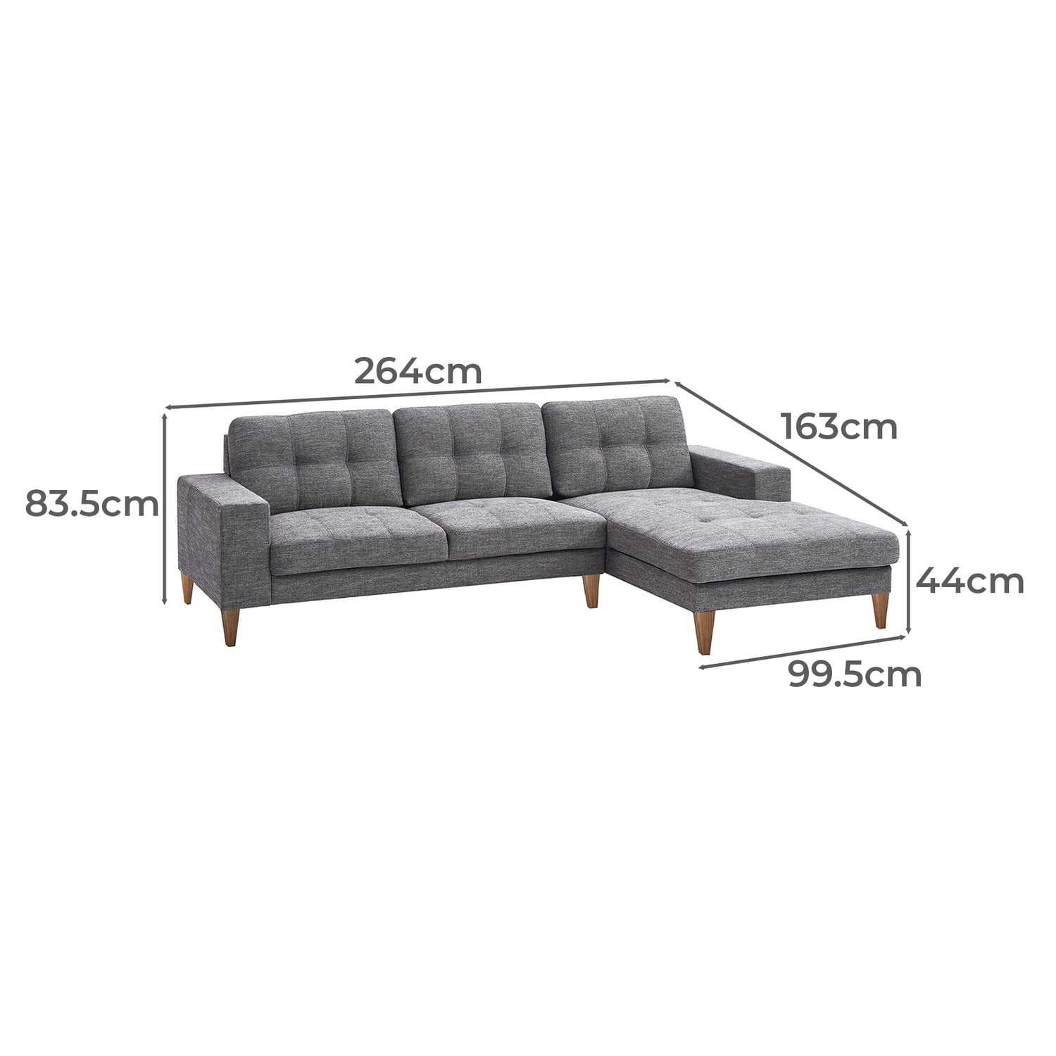 Geneva 3 Seater Upholstered Sofa with Chaise