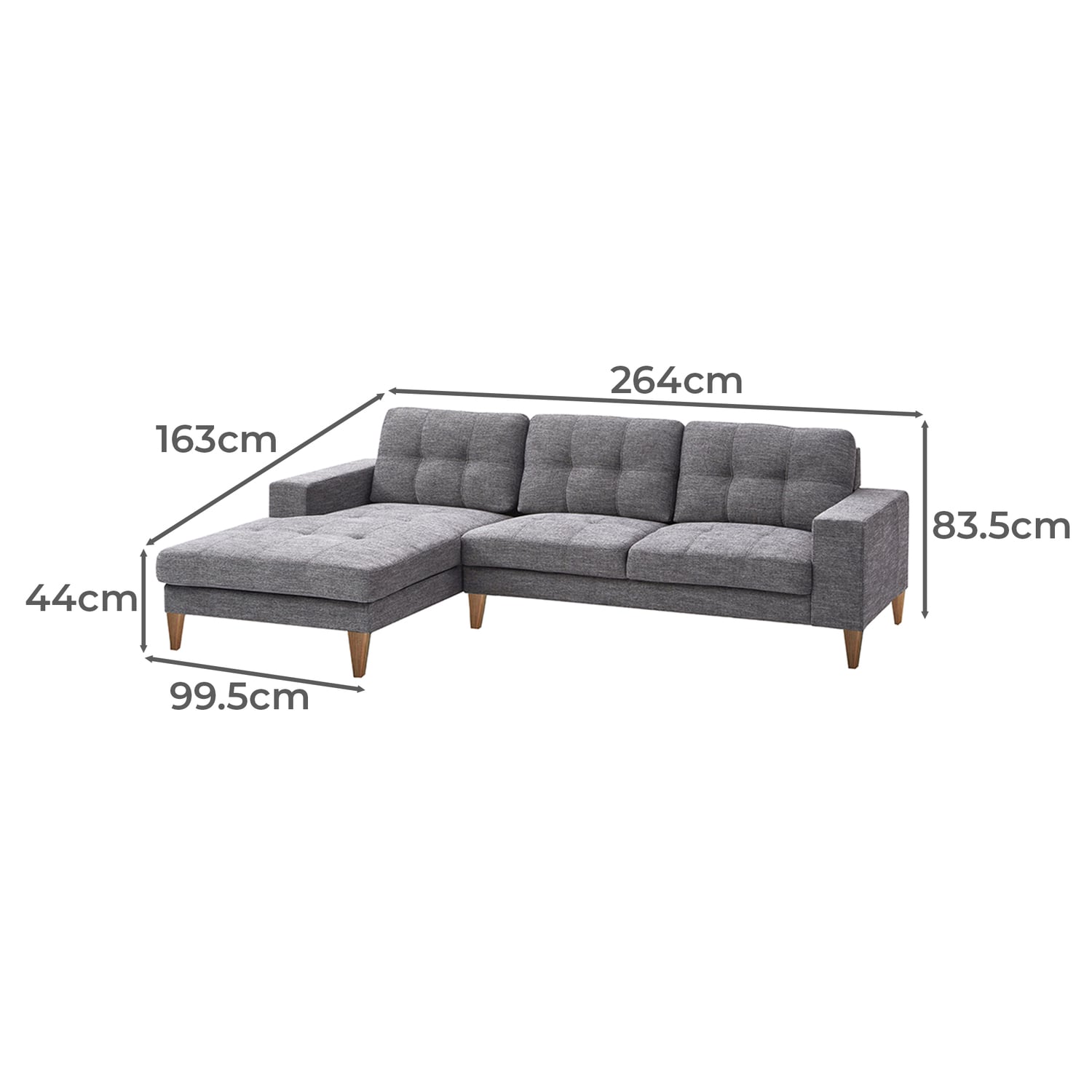 Geneva 3 Seater Upholstered Sofa with Chaise