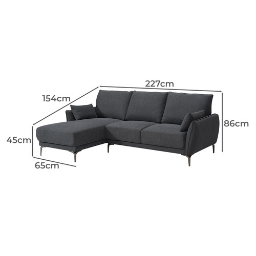 Lincoln 3 Seater Upholstered Sofa with Chaise