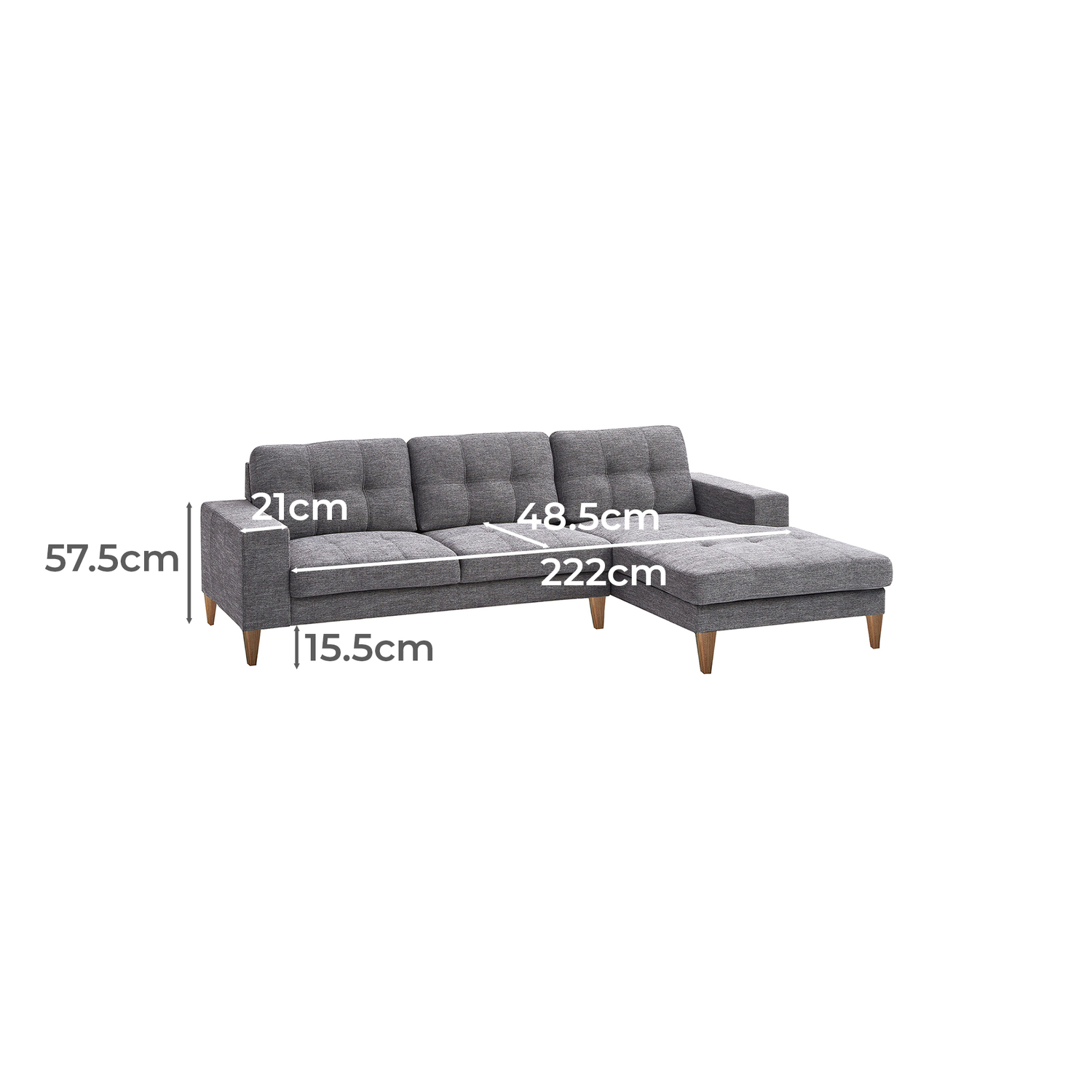 Gabriel 3 Seater Upholstered Sofa with Chaise