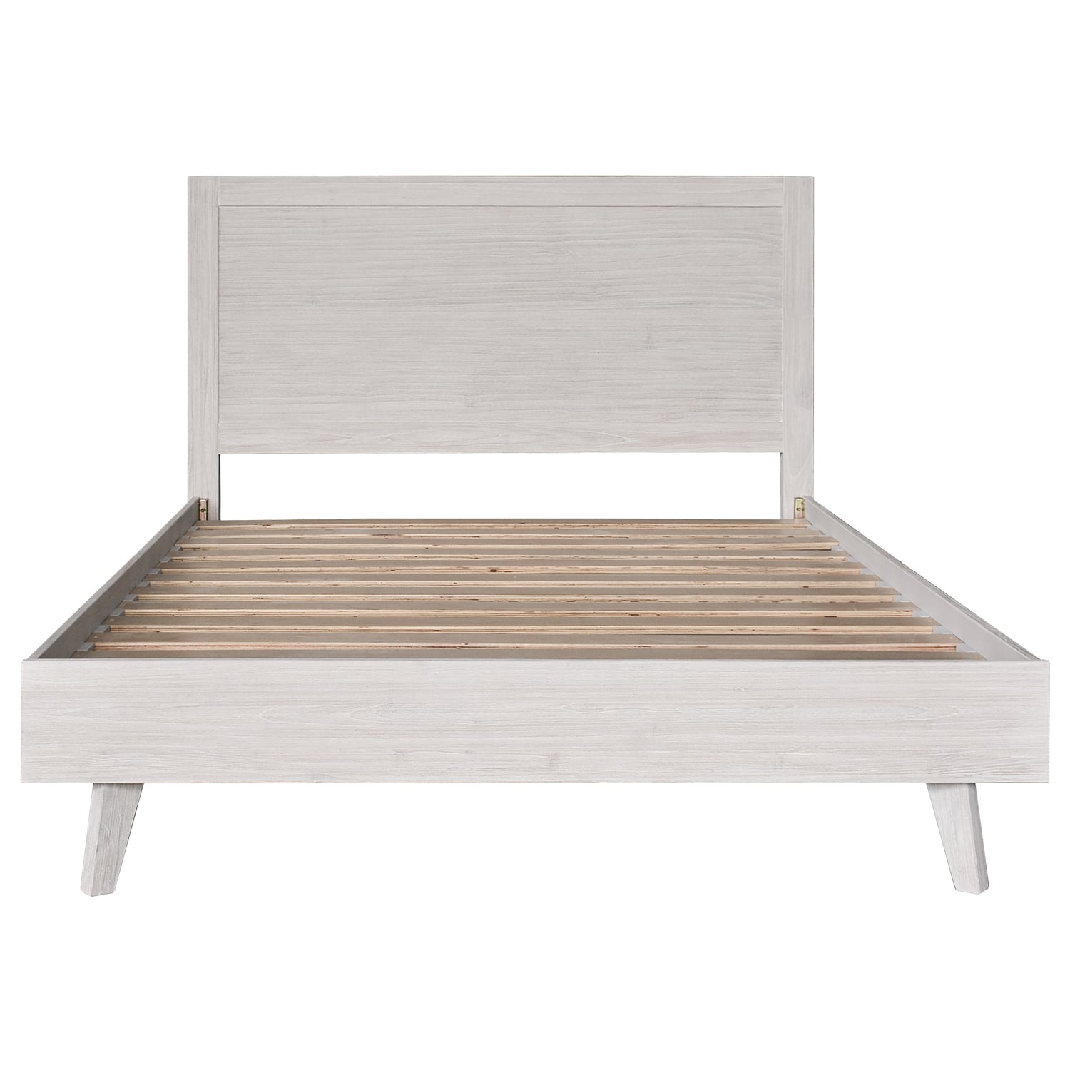 Brushed White Adena Acacia Wood Bed Frame