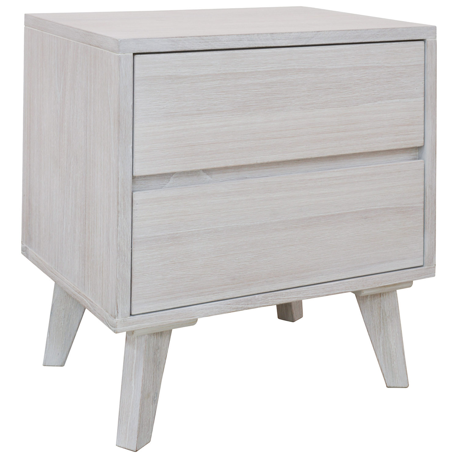 Brushed White Adena 2 Drawer Acacia Wood Bedside Table