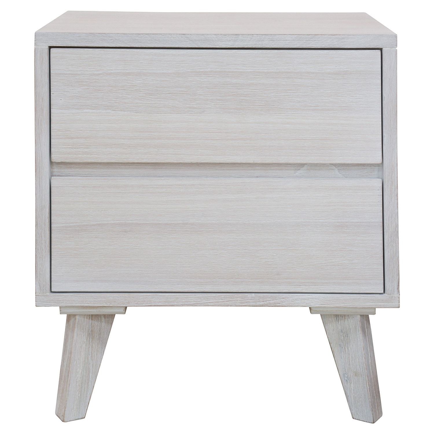 Brushed White Adena 2 Drawer Acacia Wood Bedside Table