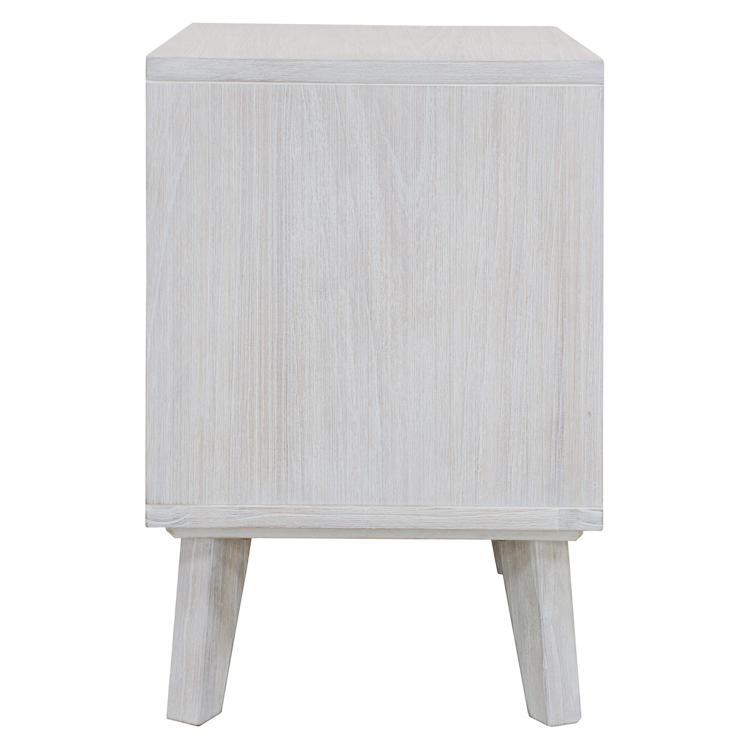 Brushed White Adena 2 Drawer Acacia Wood Bedside Table