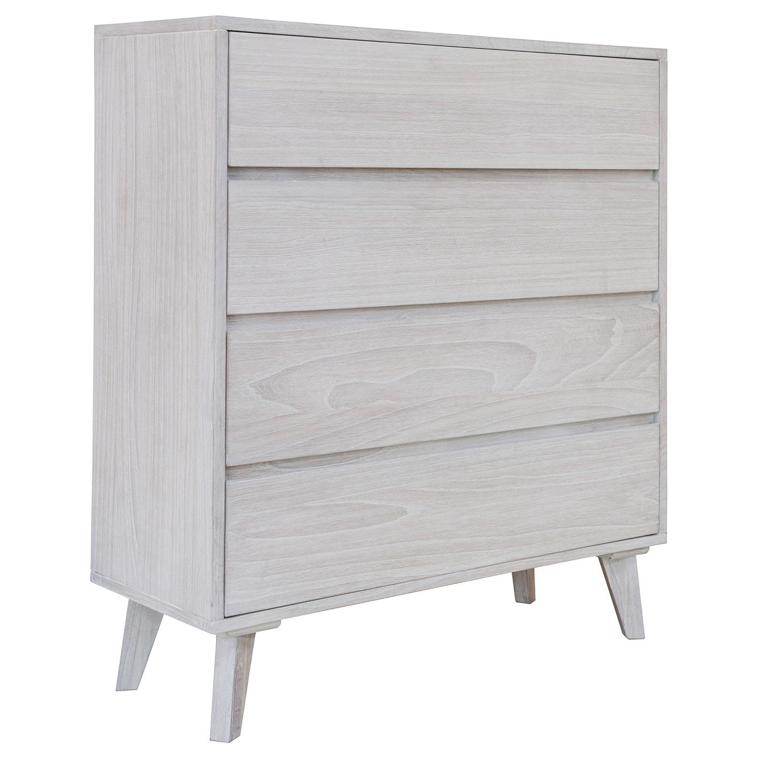Brushed White Adena 4 Drawer Acacia Wood Chest