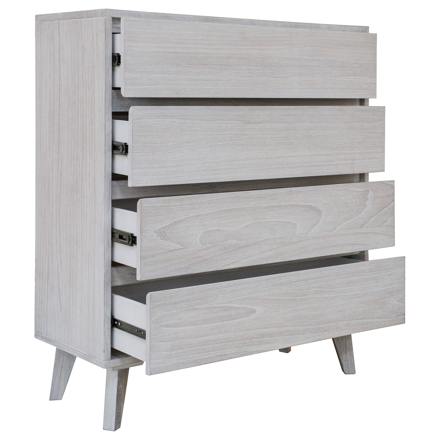 Brushed White Adena 4 Drawer Acacia Wood Chest