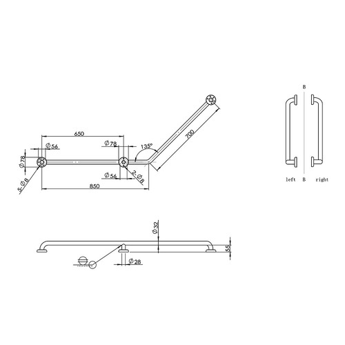Linkcare Stainless Steel Left Hand Grab Rail