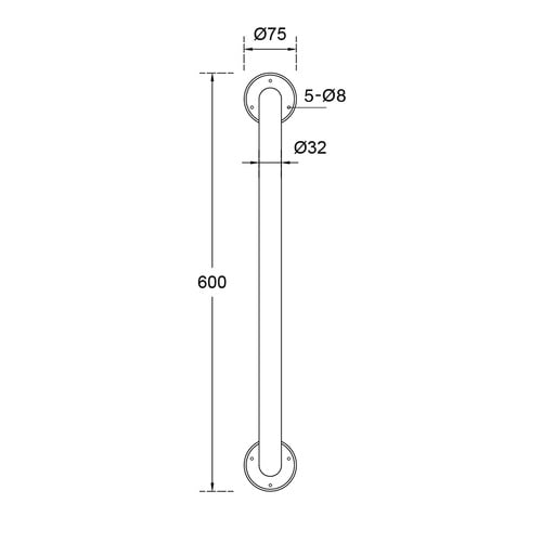 Linkcare 600mm Stainless Steel Exposed Flange Grab Rail
