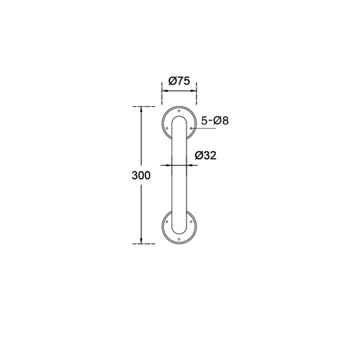 Linkcare 300mm Stainless Steel Exposed Flange Grab Rail