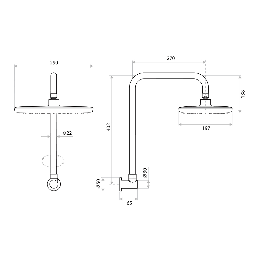 2 Piece Huntingwood Shower & Arm Set