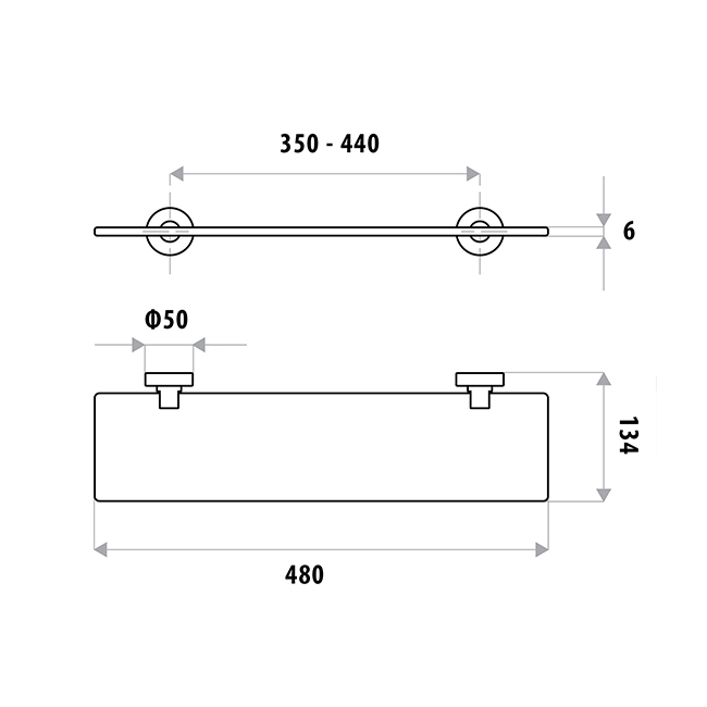 Loui Stainless Steel & Glass Bathroom Shelf