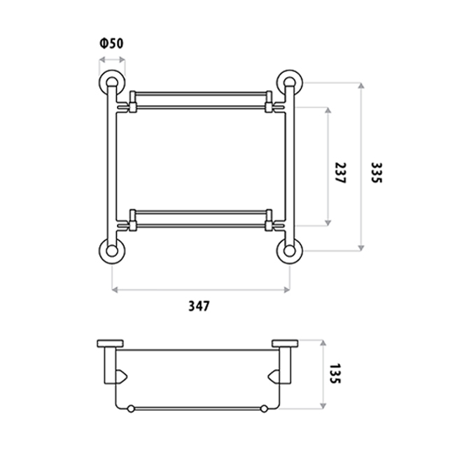 Loui Stainless Steel & Glass Double Bathroom Shelf