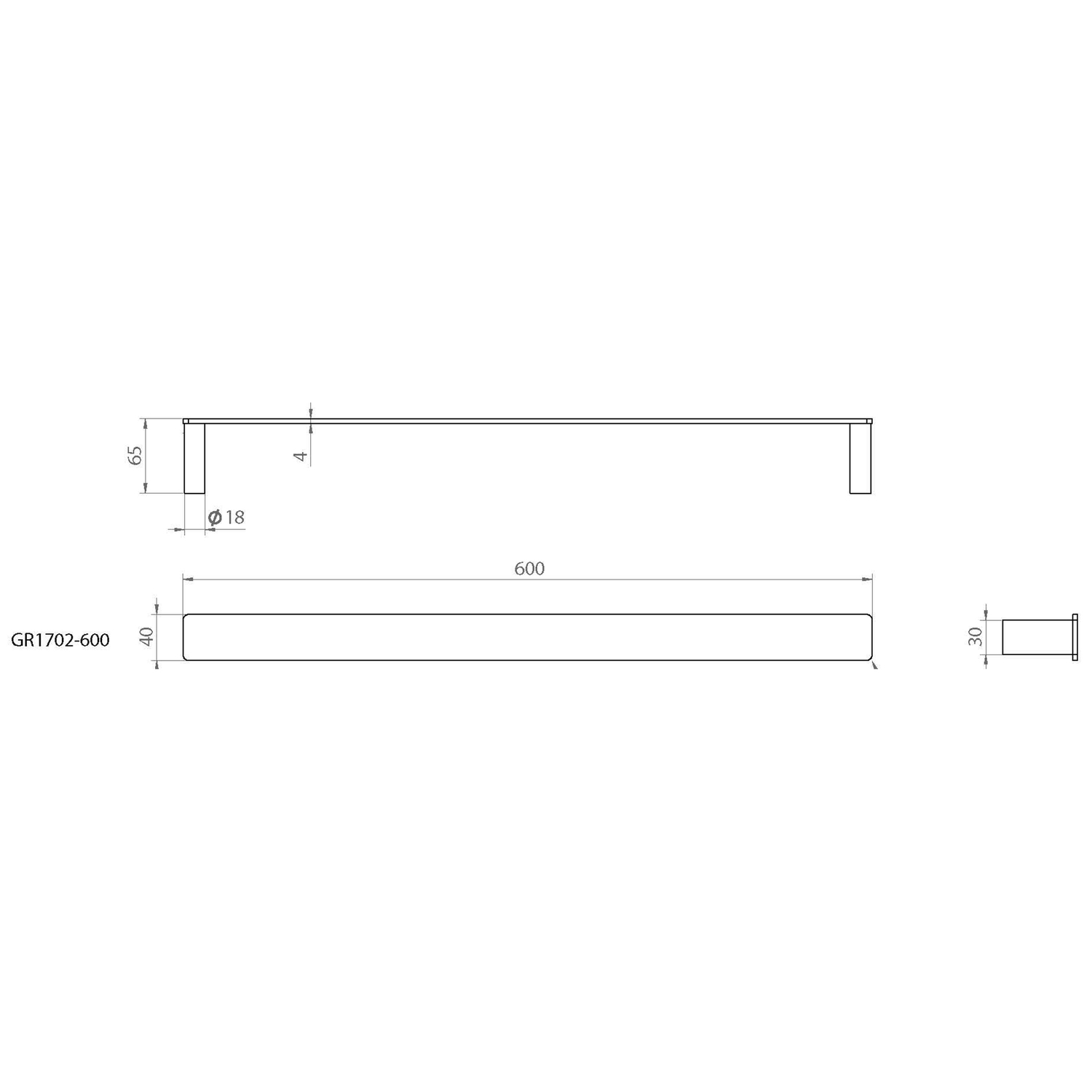 Single Bar Huntingwood Stainless Steel Towel Rail