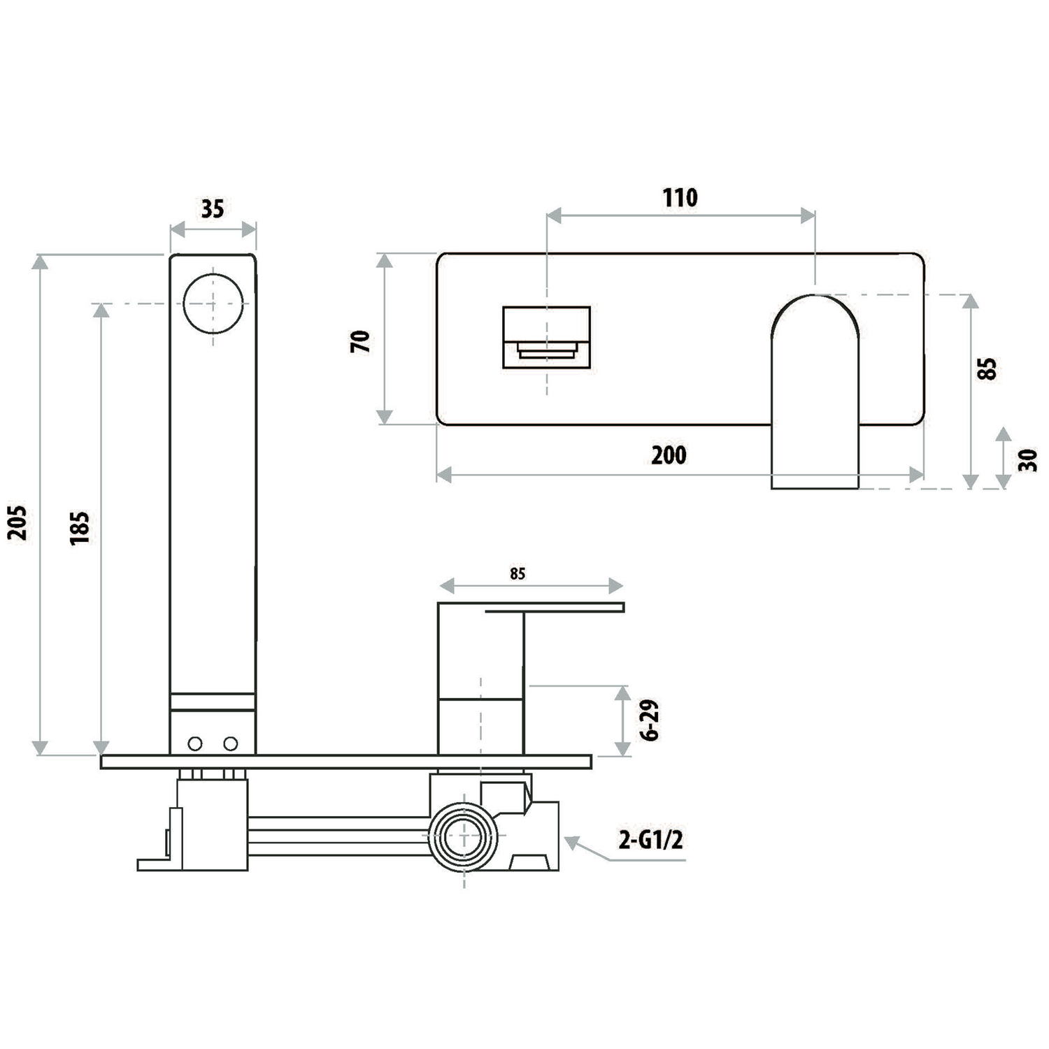 2 Piece The Gabe Leva Spout & Wall Mixer Tap Set