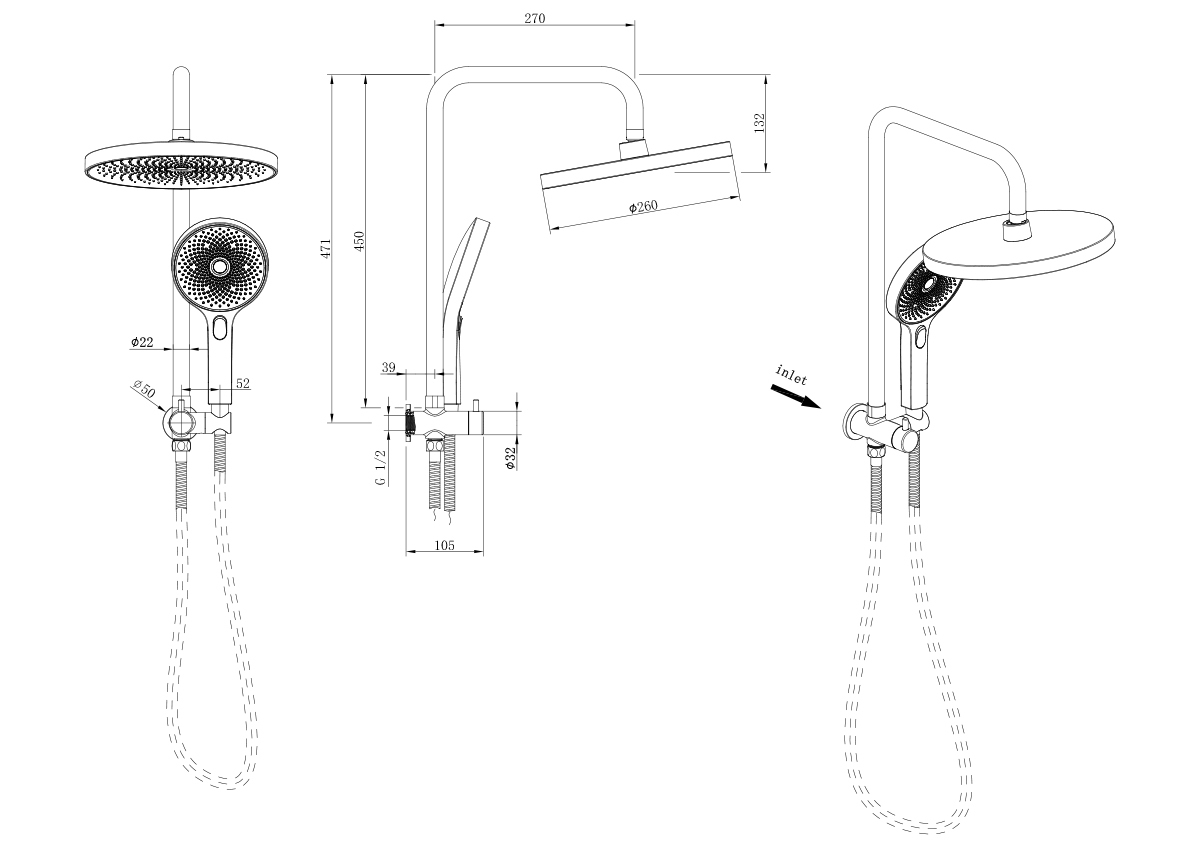 5 Piece The Gabe Shower Set