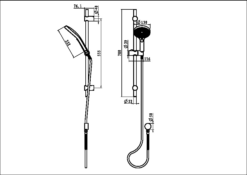 5 Piece The Gabe Hand-Held Shower Head Set
