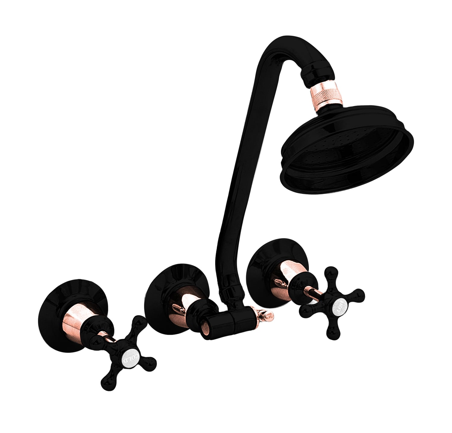 3 Piece Elle Brass Gooseneck Shower Set