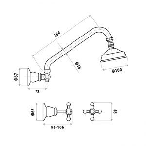 3 Piece Elle Brass Gooseneck Shower Set