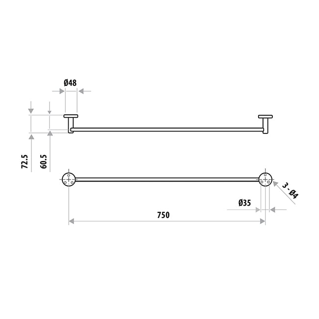 Elle shed Stainless Steel Single Towel Rail