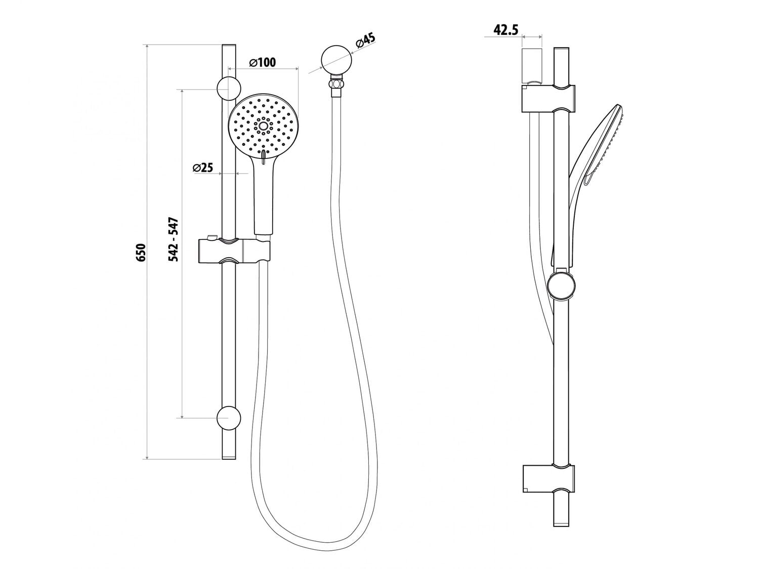 4 Piece Elle Stainless Steel Hand-Held Shower Set