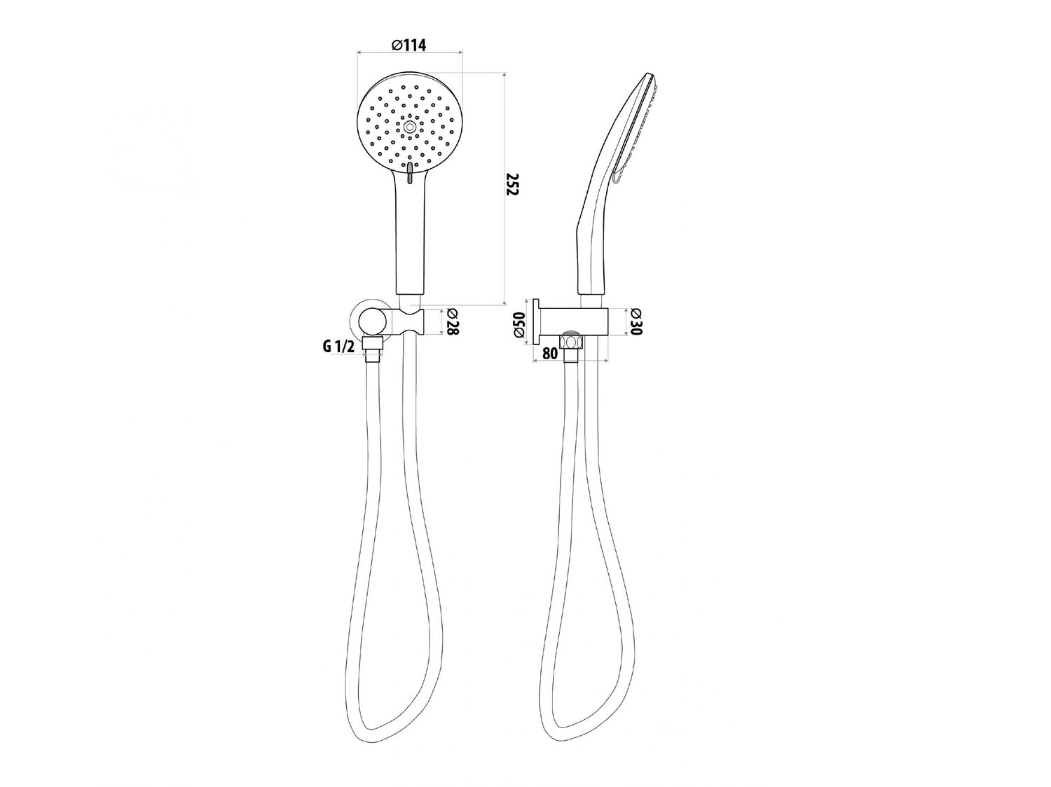 2 Piece Elle Hand-Held Shower with Bracket Set