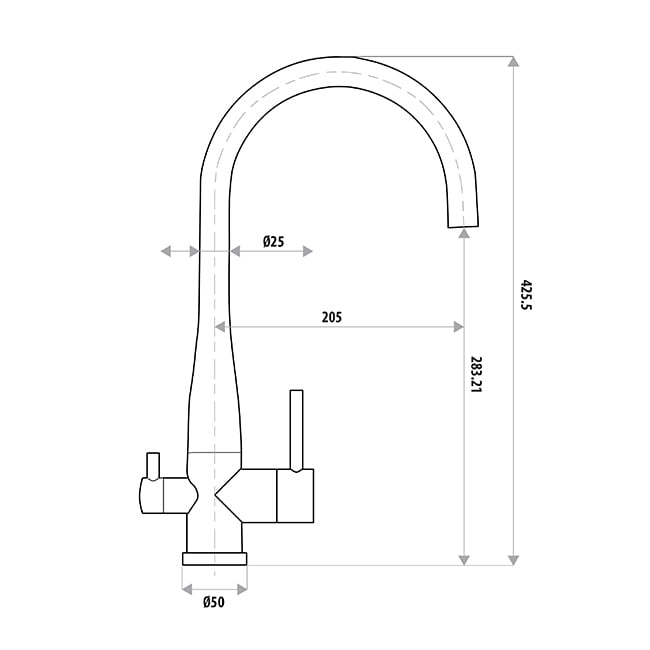 Elle Rounded 3 Way Swivel Kitchen Mixer Tap