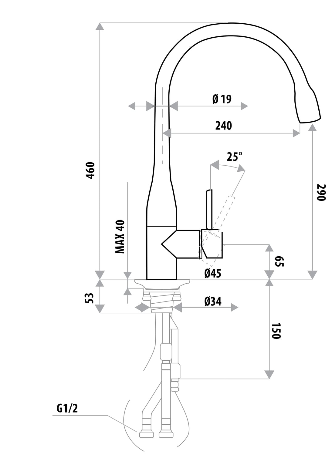 Elle Gooseneck Pull-Out Kitchen Mixer Tap