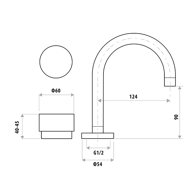 2 Piece Round Loui Brass Assembly Set