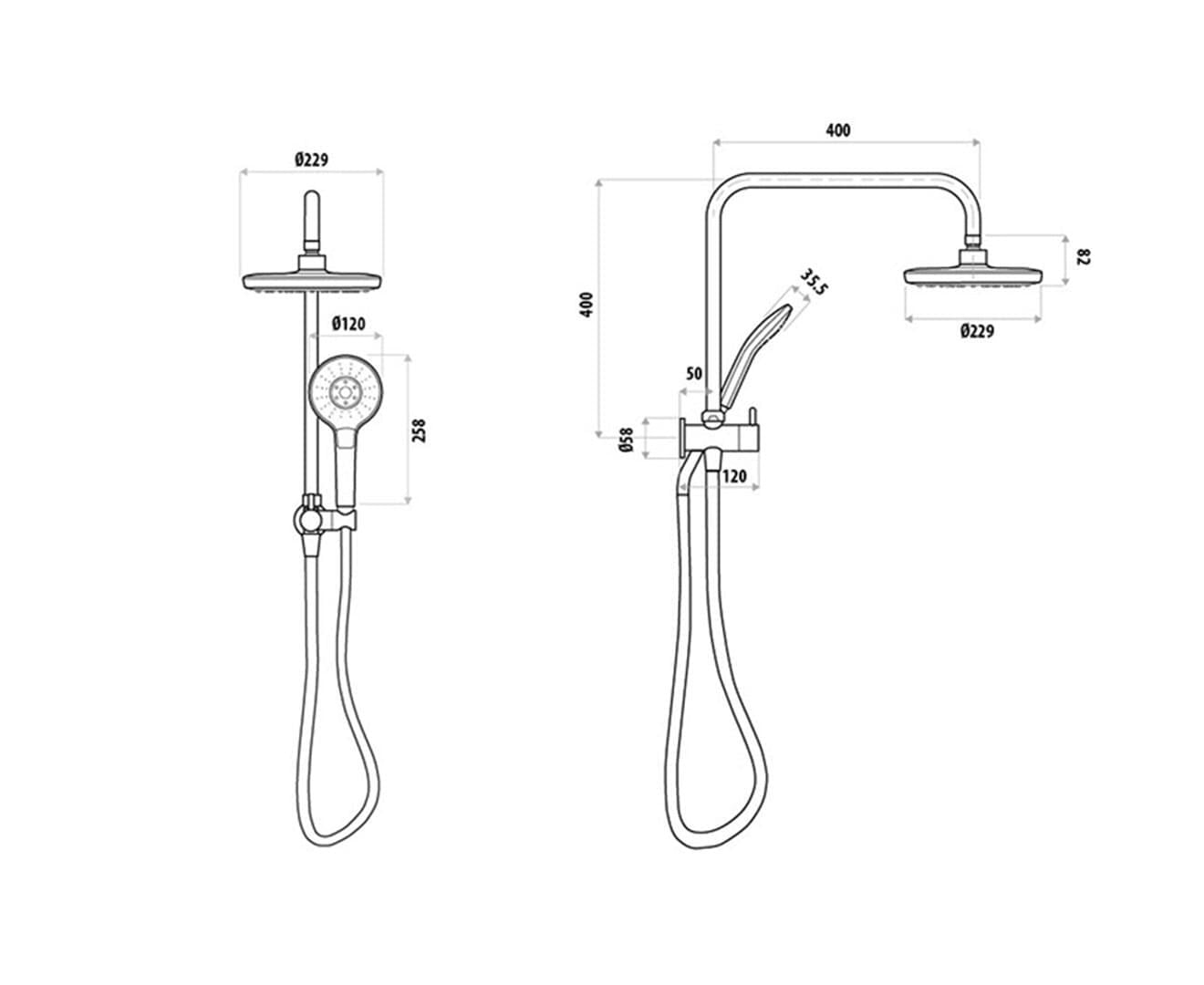 5 Piece Round Theneron Shower Set