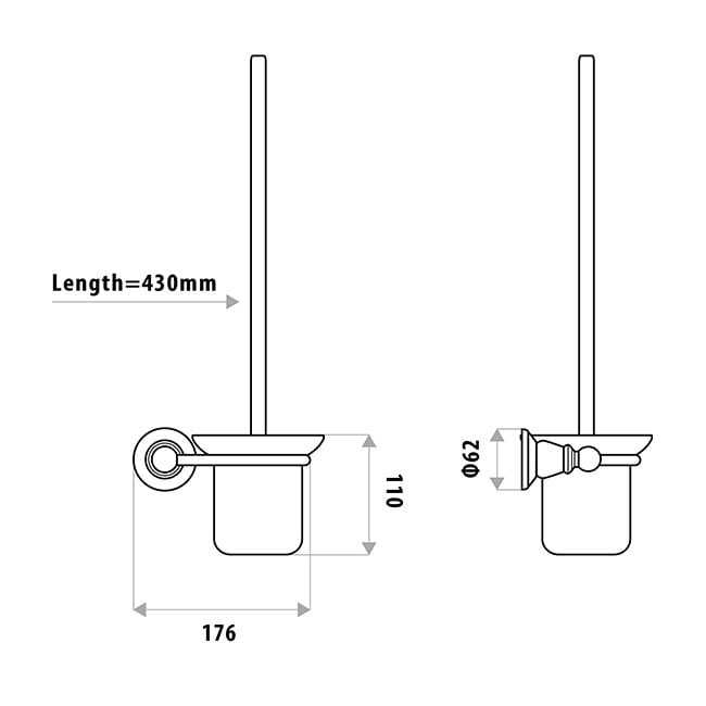 Noosa Brass Toilet Pan Brush & Stand