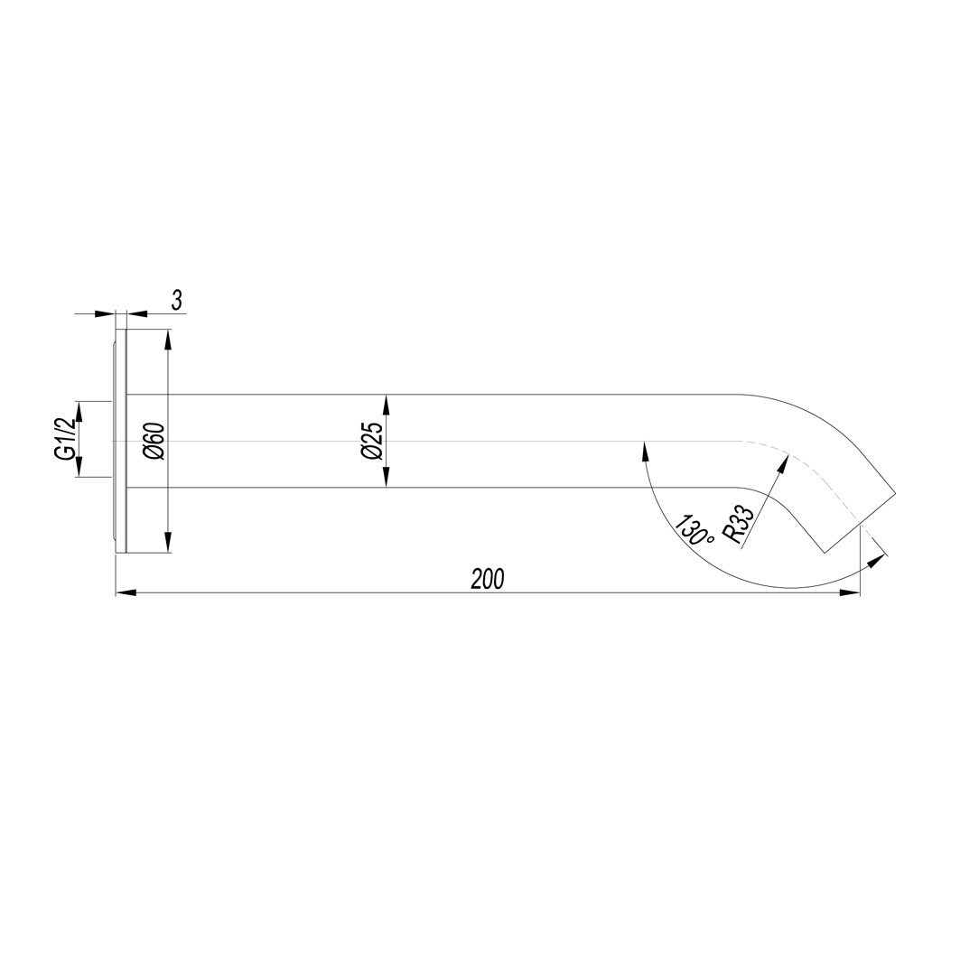 Elle 200mm Stainless Steel Bath Spout