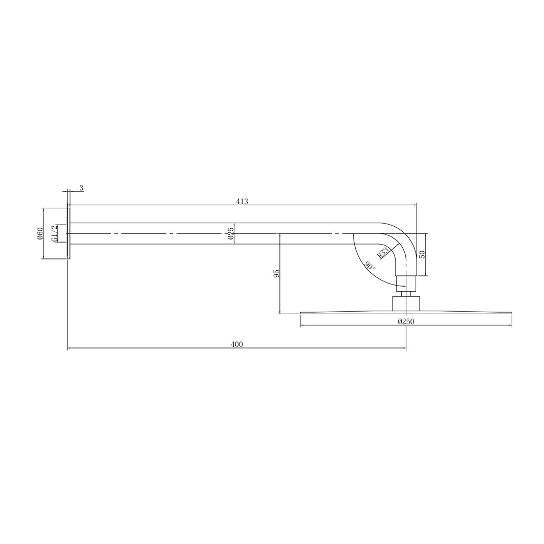Elle Stainless Steel Round Shower Arm & Head Set
