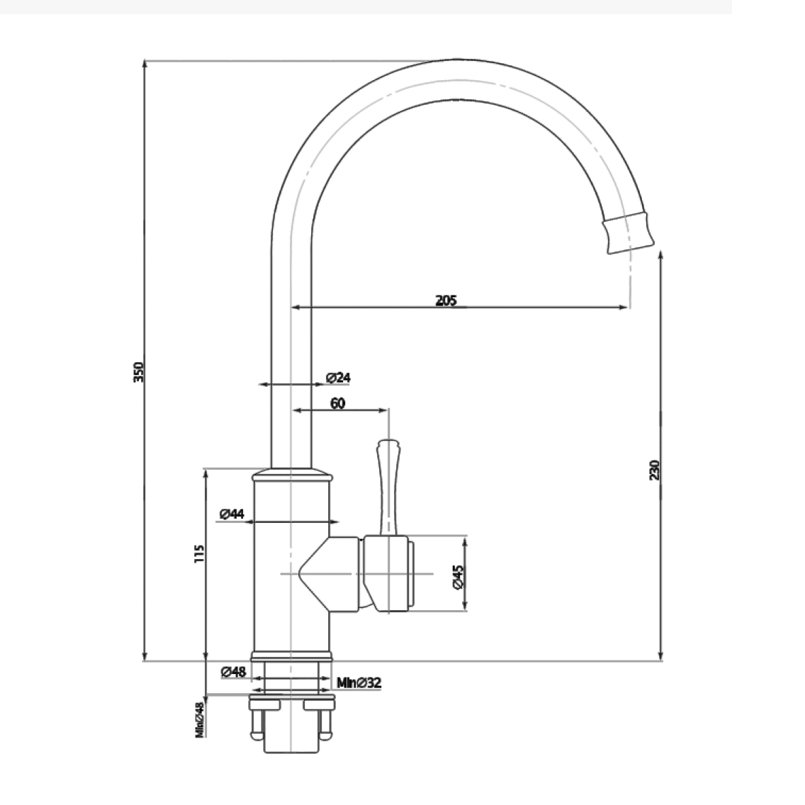 Augustine Gooseneck Kitchen Sink Mixer