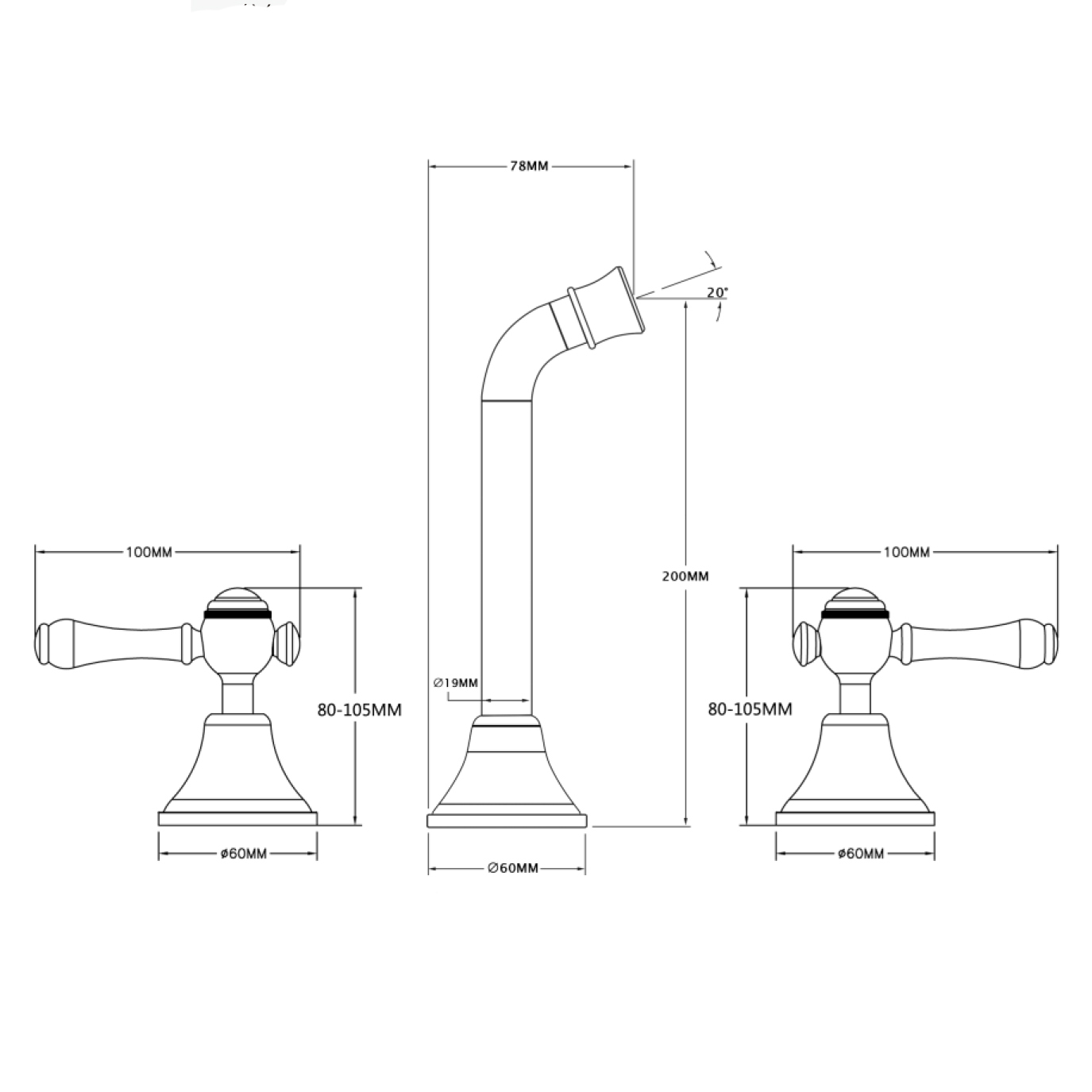 Augustine-200mm-Bath-Basin-Wall-Tap-Set