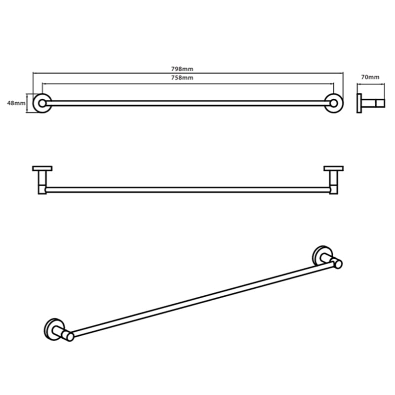 Elle Elite 800mm Single Towel Rail