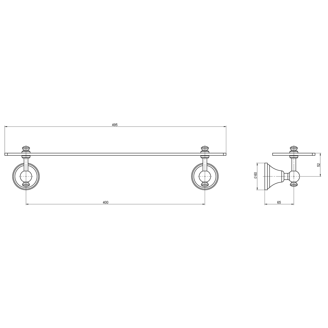 Augustine 500mm Glass Shelf