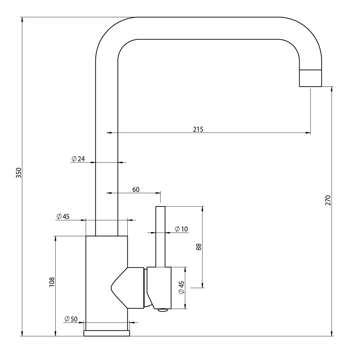 Elle Project Square Gooseneck Kitchen Sink Mixer