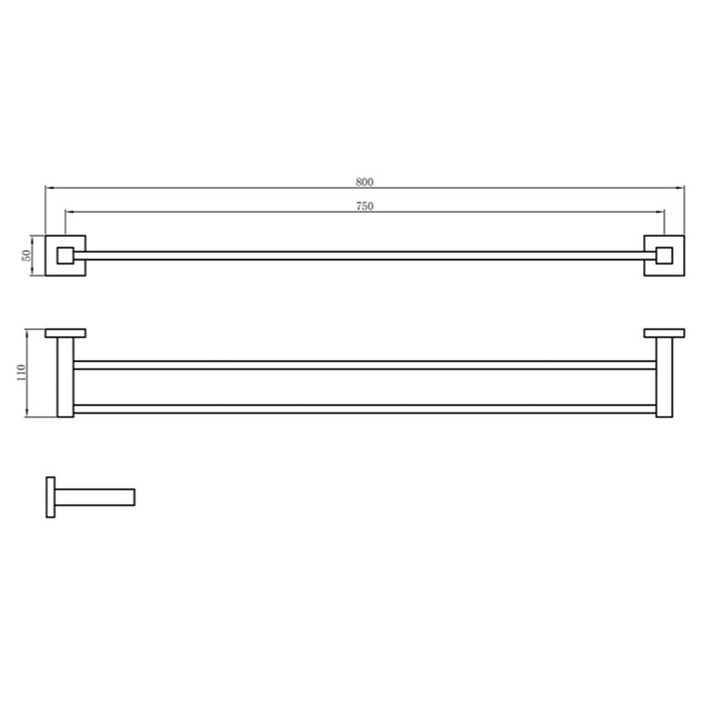 Lauren Elite 800mm Double Towel Rail
