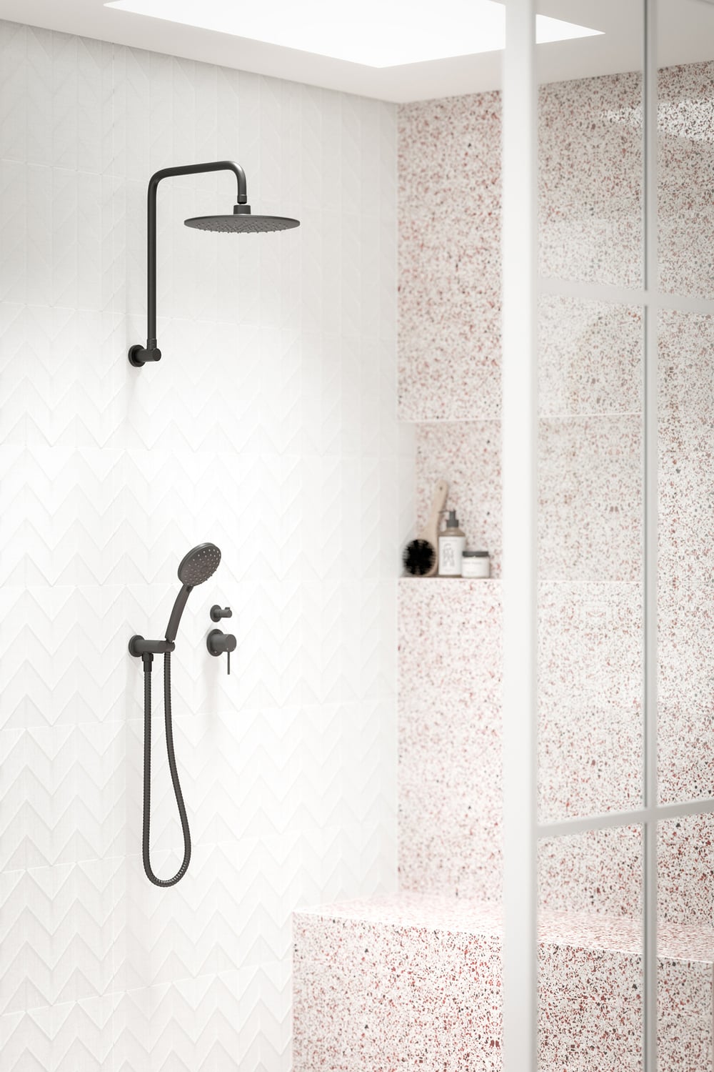 Loui Matte Black Round Shower Arm & Head