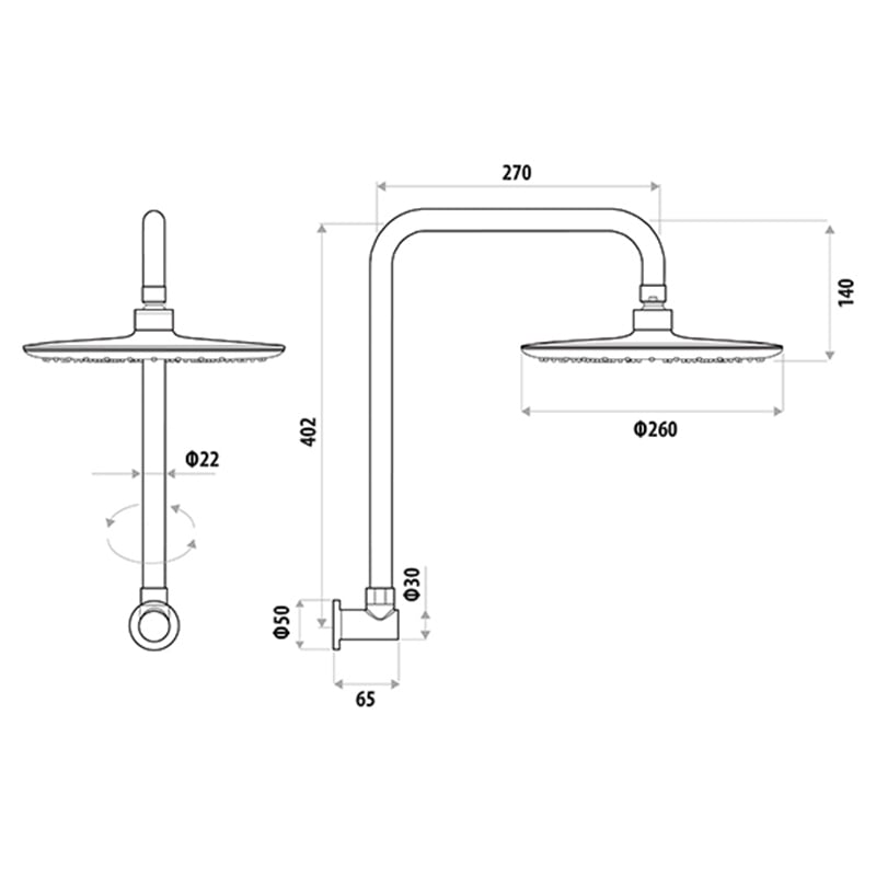 Loui Brushed Nickel Round Shower Arm & Head