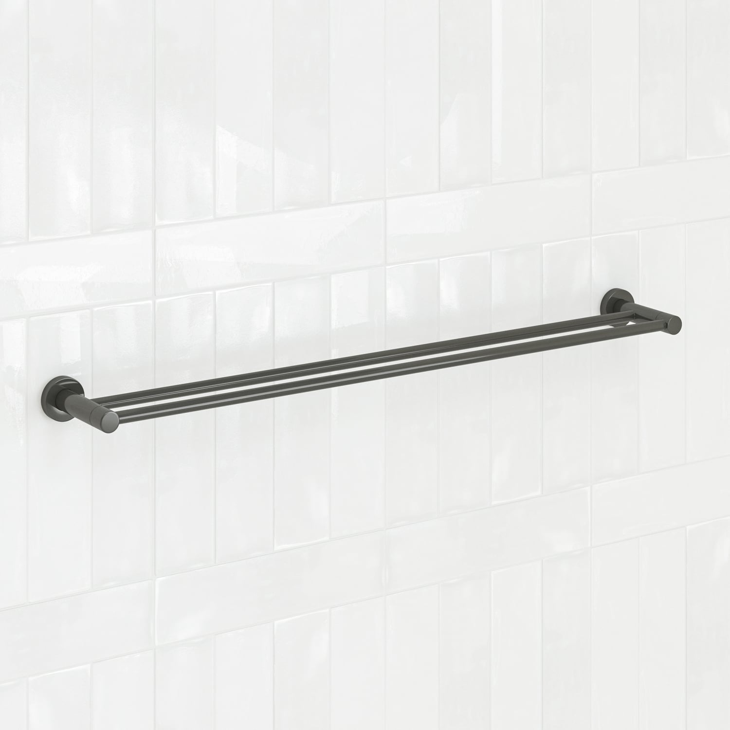 Clovelly 750mm Gunmetal Double Towel Rail