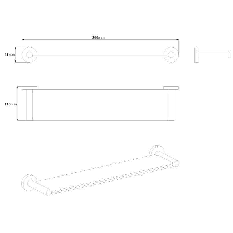 Elle Elite 500mm Copper Stainless Steel Shower Shelf