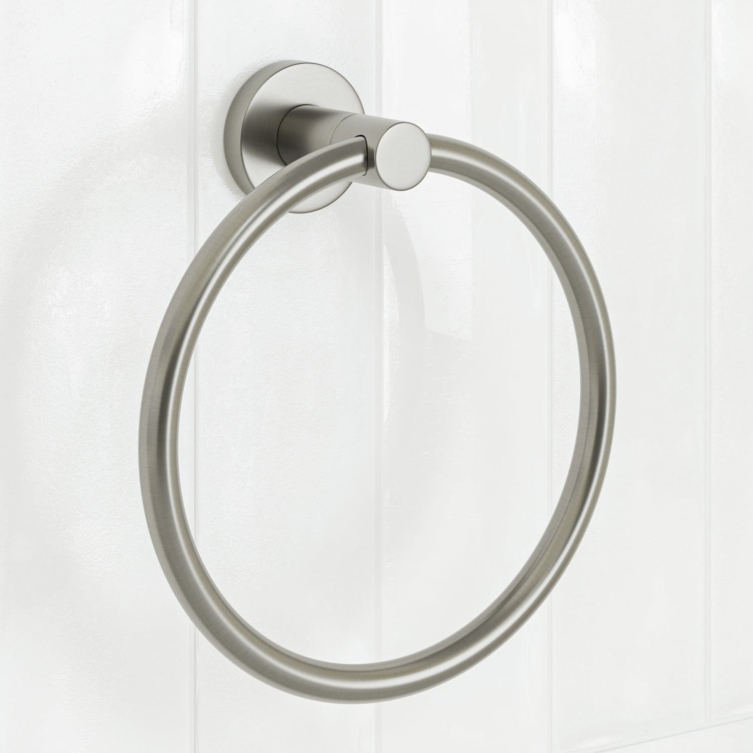 Clovelly Brushed Nickel Towel Ring