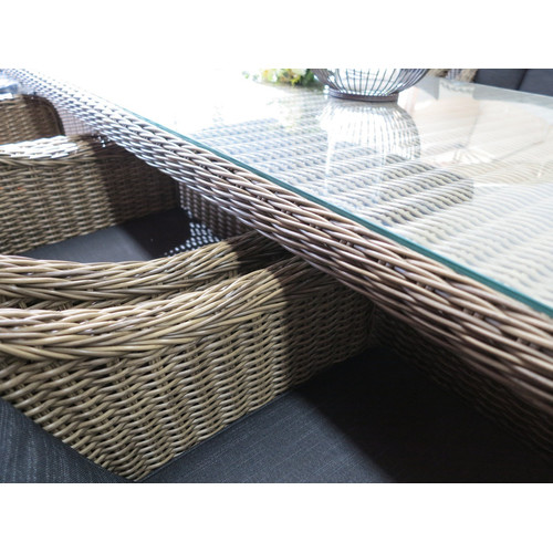 Liverpool 9 Piece PE Rattan Square Dining Set with Armchairs Temple