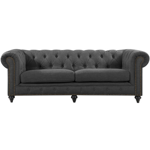 By Designs Grey Livia Studded Chesterfield 3 Seater Sofa 